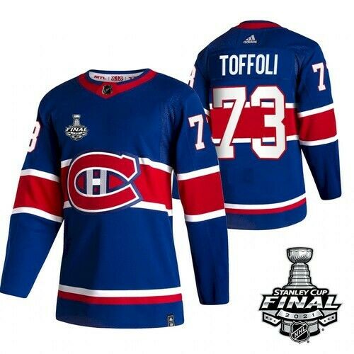 Men's Montreal Canadiens #73 Tyler Toffoli 2021 Blue Stanley Cup Final Stitched Jersey